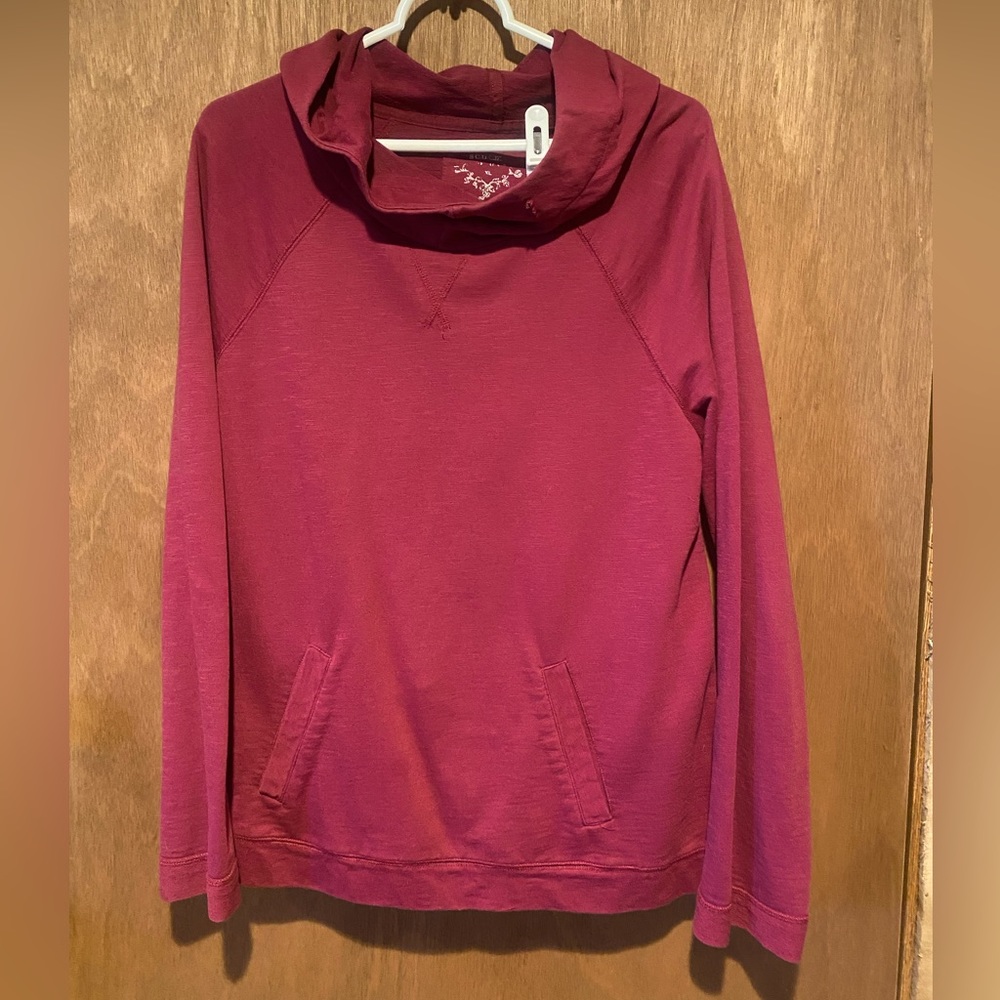 Boat neck hoodie.